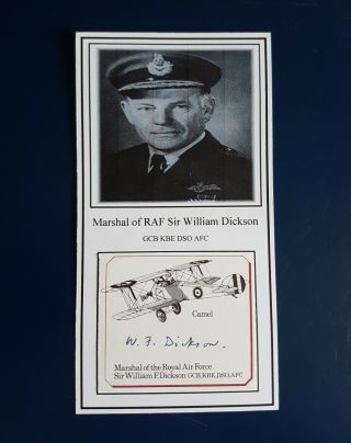 Wwi & Wwii Raf Fighter Pilot & Commander Sir William Dickson Gcb Dso Afc Signed