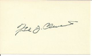 Frank G.  Clement Signed 3x5 Index Card Governor Of Tennessee 1963 - 1967