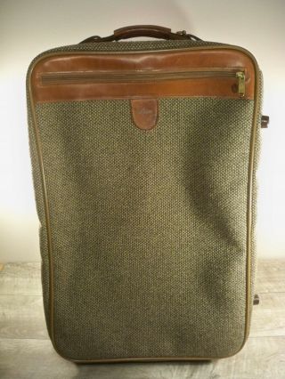 Vintage Hartmann Tweed & Leather Rolling Garment Wheeled Travel Bag Luggage Usa