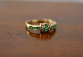 Antique Fine 18k Yellow Gold Diamond And Emerald Cluster Ring 1.  8 Gr