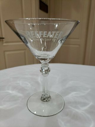 Vintage Beefeater Martini Glass London Dry Gin Cut Stemware Footed Barware