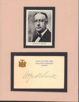 Alfred E Smith Signed State Of Ny Executive Mansion Card Autograph