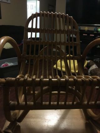 Vintage Bamboo Rattan Child’s Rocking Chair Adorable