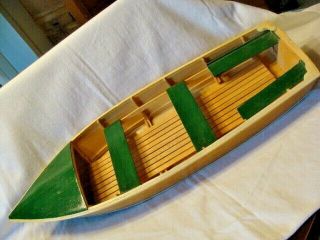Vintage Handmade Wood Model Row Boat Nautical Rustic Cabin Lake 23 " Long