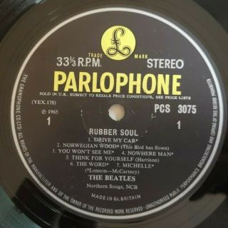 The Beatles Lp Rubber Soul Uk Parlophone Y/b Stereo Press - 3 - 3)) )