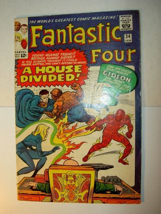 Fantastic Four 34 Vg 1965,  Early Silver - Age Marvel,  Stan Lee & Jack Kirby,  Bv=44