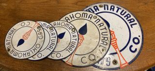 5 Vintage Oklahoma Natural Gas Porcelain Sign Very Rare Convex