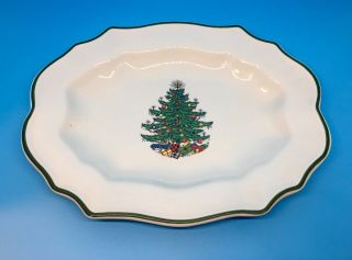 Vintage Cuthbertson Christmas Tree Made In England Oval Plate