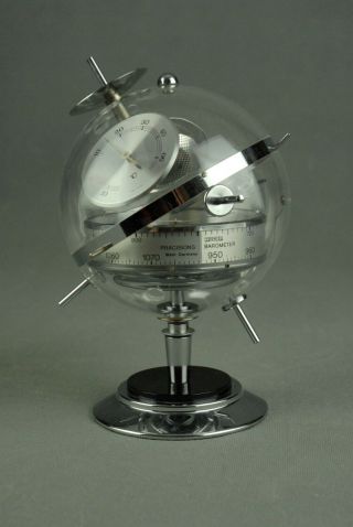 Vintage Huger Sputnik Weather Station Barometer Thermometer Art Deco 50s 60s