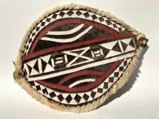 Vintage African Art Zulu Youth Shield Masai Handpainted Leather Animal Hide