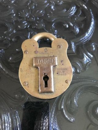 Vintage Jared Solid Brass Lock 8 Admiralty - Four Brass Levers - No Key