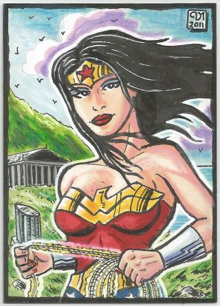 Wonder Woman Psc/aceo Sketch Card By Pablo Diaz Dc Comics