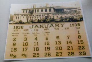 1938 Grand View Point Ship Hotel Lincoln Highway Pa.  Advertising Calendar Page