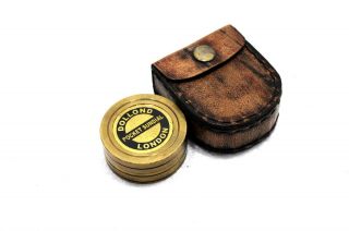 Sundial Compass Antique Dollond London Pocket Marine With Leather Case Cover