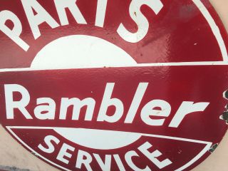 Vintage Double Sided Rambler Parts and Service Porcelain Enamel Sign. 3