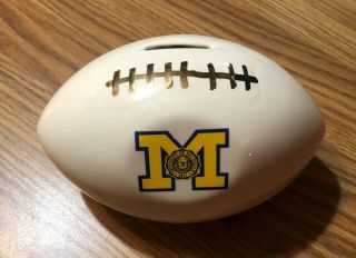 Vintage University Of Michigan Wolverines Ceramic Football Coin Bank