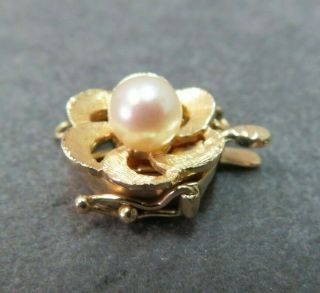 Vtg 14k Solid Gold Pearl Clasp for Single Strand Bracelet Necklace 3.  07 Gram 3