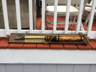 Vintage Whaling Harpoon Mounted On Wood Ancient & Honorable Artillery Co Mass