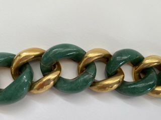 Seaman Schepps Large Classic Gold Link Bracelet With Jade
