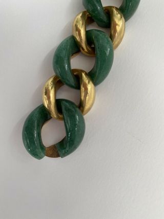 Seaman Schepps Large Classic Gold Link Bracelet With Jade 3