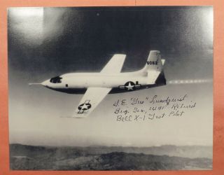 Test Pilot Brig General Gus Lundquist Signed Bell X - 1 Rocket Plane Photo