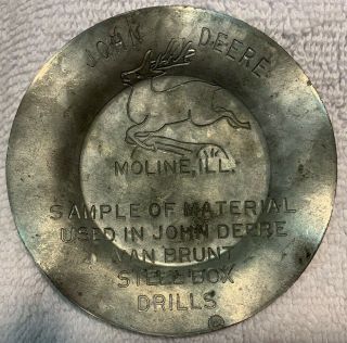 John Deere Logo,  Moline,  Ill Steel Sample Van Brunt Steel Box Drills,  Coaster