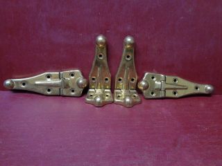 4 Vintage Nos More Avail Cabinet Door Steamer Trunk Brass Plated Hinges 3