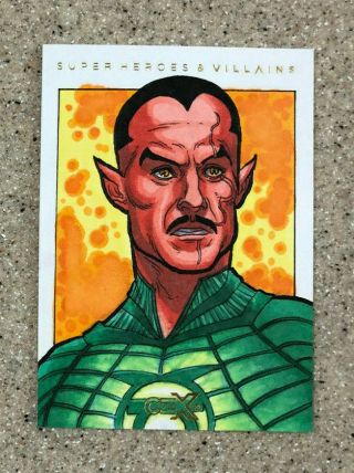 2019 Cryptozoic Czx Dc Heroes & Villains Sinestro Sketch By Nathan Nelson