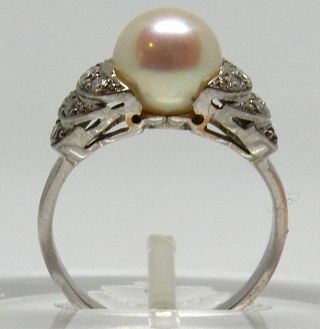 Antique 18k White Gold with Diamonds and Pearl 2