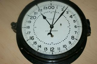 Chelsea Clock Co.  Ships Clock 8 1/2 " W/key 24 Hour White Dial