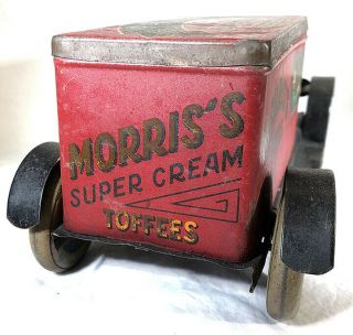 1920 ' s Rare Morris Toffee Biscuit Tin Advertising Litho Delivery Truck Toy NR 3