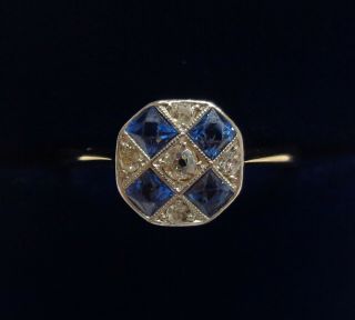 Antique Sapphire And Diamond Ring 18ct Yellow Gold - P 1/2 (us 7.  75) - 2.  4 Grams