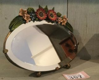 Vintage Barbola Dressing Table Mirror,  Oval / Easel Stand 20 Cm Wide
