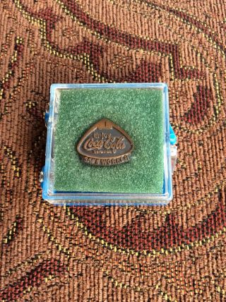 Vintage Coca Cola Employee Service Award Pin Safe Worker 1 Year Never Worn