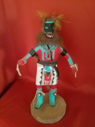 Native American Navajo Indian Hopi Wood Kachina Doll Coyote Clan 10” Tall