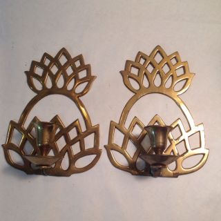 Vintage Brass Pineapple Wall Sconces/taper Candle Holders,  7 " Tall