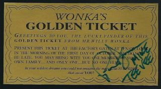 Paris Themmen Autographed Golden Ticket Willy Wonka " Mike Tv "