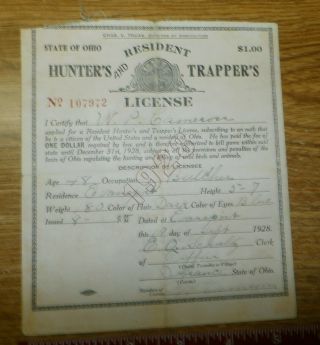 1928 Ohio Resident Hunter 