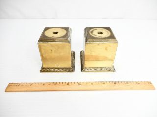Pair (2) Vintage Brass - Plated Spelter Lamp Bases Or Risers.  Marked L&l
