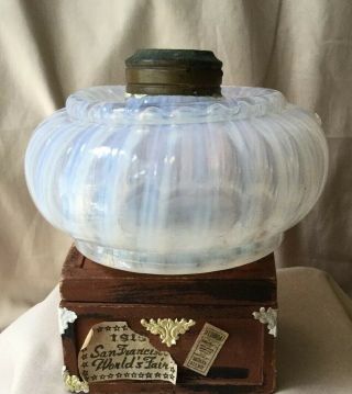 Antique Swirl Optic Opalescent Finger Lamp Glass Base Hand Blown Ribbed