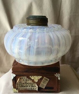 Antique Swirl Optic Opalescent Finger Lamp Glass Base Hand Blown Ribbed 2