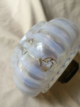 Antique Swirl Optic Opalescent Finger Lamp Glass Base Hand Blown Ribbed 3