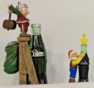 Coca Cola Coke Collectibles - Elves Christmas Ornaments - Set Of 2