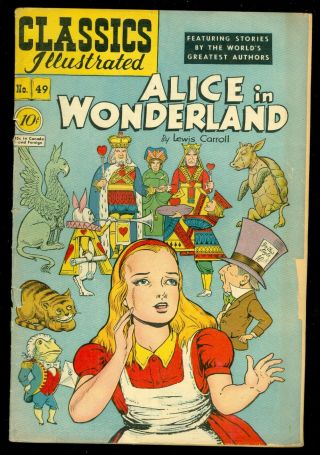 Classics Illustrated 49 Alice In Wonderland Vg - Hrn 47 1st Edition