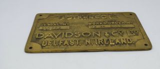 Trade Sirocco Mark Davidon&co ltd Marine Ship Antique Vintage Brass Plate Plaque 2