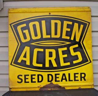 Vintage Golden Acres Seed Dealer Advertising Sign Agriculture Farm