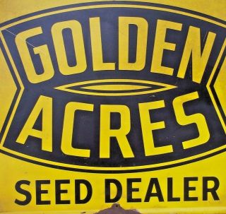 Vintage GOLDEN ACRES Seed Dealer Advertising Sign Agriculture Farm 2