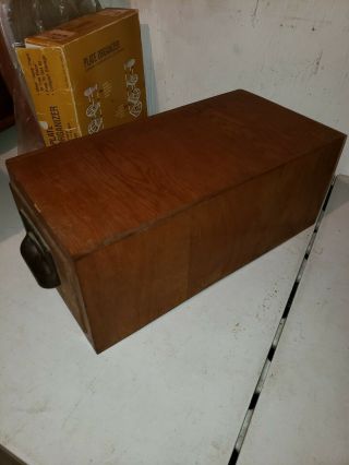 Vintage Industrial Single Drawer Oak Index Library Card File Cabinet Box 3