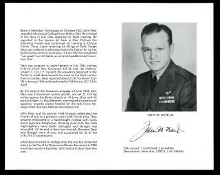 John W.  Dear,  Jr.  Deceased Wwii Fighter Pilot Ace - 7v Signed 8x10 Bio Photo
