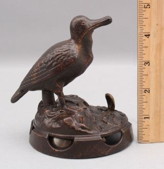 Rare Antique Bronzed Cast Iron Figural Seagull Hotel Desk Service Counter Bell